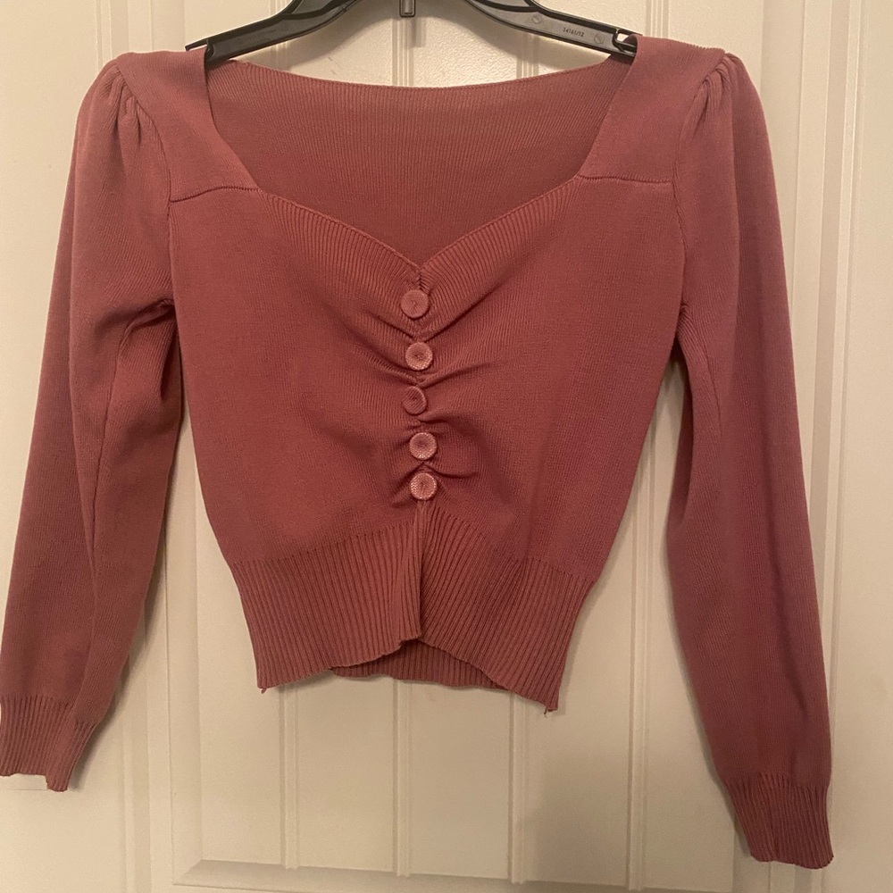 Chic Mauve Button-Up Sweater
